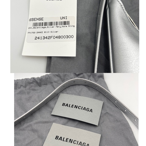 BALENCIAGA Silver Metallic calfskin Leather Mary-Kate Shoulder sling hobo Bag - Picture 2 of 11